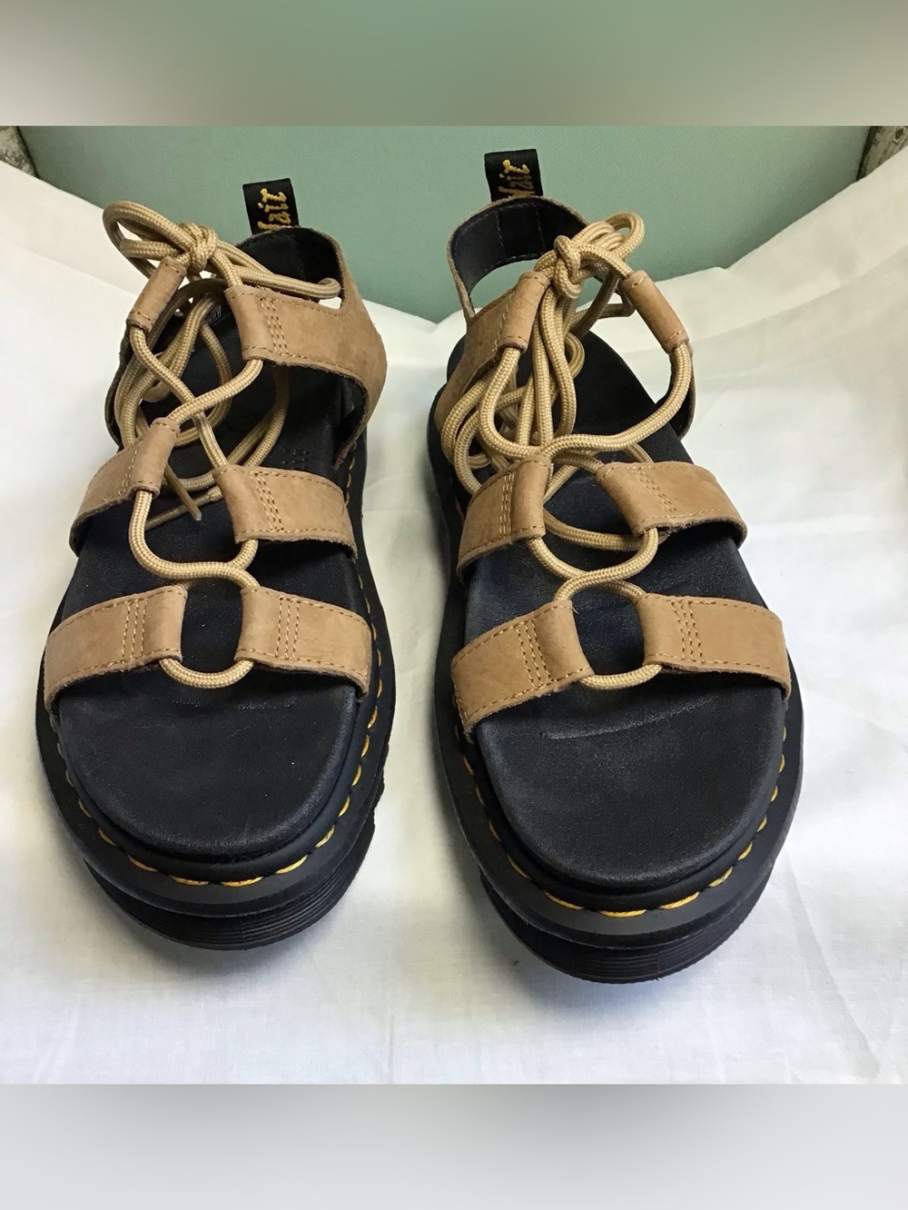Dr. Martens Women’s Tan Lace-Up Platform Sandals - Picture 9 of 9